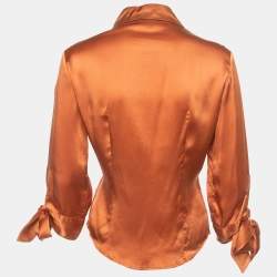 Just Cavalli Orange Satin Printed Shirt L