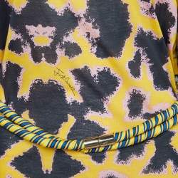 Just Cavalli Multicolor Printed Knit Belted Jumpsuit M