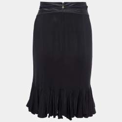 Pre Owned Just Cavalli Black Jersey & Satin Detail Mini Skirt M