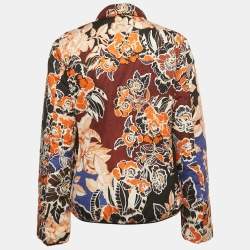 Just Cavalli Multicolor Floral/Snake Print Cotton Zip Front Reversible Jacket L