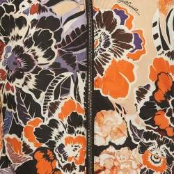 Just Cavalli Multicolor Floral/Snake Print Cotton Zip Front Reversible Jacket L