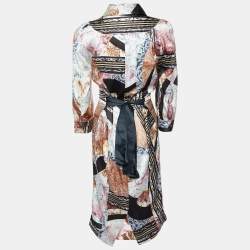 Just Cavalli Multicolor Printed Silk Satin Midi Dress M