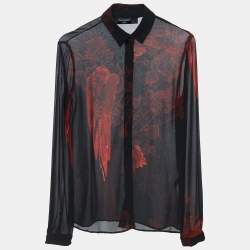 Pre Owned Just Cavalli Black Floral Print Georgette Button Front Shirt S