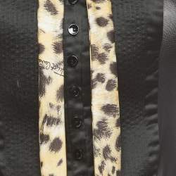 Pre Owned Just Cavalli Black Silk & Satin Ruffled Tie Neck Blouse S