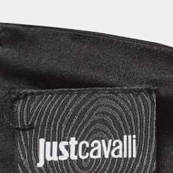 Pre Owned Just Cavalli Black Silk & Satin Ruffled Tie Neck Blouse S