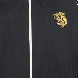 Pre Owned Just Cavalli Black Knit Logo Detail Zip Front Sweatshirt L