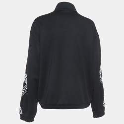 Pre Owned Just Cavalli Black Knit Logo Detail Zip Front Sweatshirt L