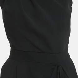 Pre Owned Just Cavalli Black Crepe One-Shoulder Pleated Mini Dress M