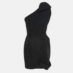 Pre Owned Just Cavalli Black Crepe One-Shoulder Pleated Mini Dress M