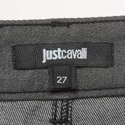 Pre Owned Just Cavalli Grey Denim Paneled Mini Skirt M