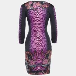 Pre Owned Just Cavalli Multicolor Print Stretch Knit Mini Dress M