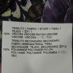 Pre Owned Just Cavalli Purple/Black Floral Print Crepe and Tulle Long Sleeves Top L