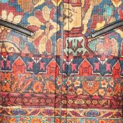 Pre Owned Just Cavalli Black Printed Leather Zipper Jacket M