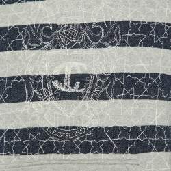 Pre Owned Just Cavalli Grey Striped Cotton Logo Embroidered Sweatshirt XL