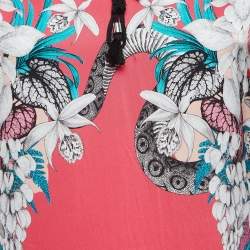 Pre Owned Just Cavalli Pink Floral Print Satin Tie-Up Neck Mini Dress S