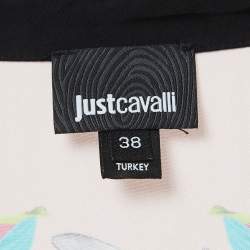 Pre Owned Just Cavalli Pink Floral Print Satin Tie-Up Neck Mini Dress S