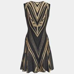 Pre Owned Just Cavalli Black Patterned Knit Sleeveless Mini Dress XS