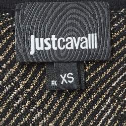 Pre Owned Just Cavalli Black Patterned Knit Sleeveless Mini Dress XS