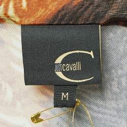 Pre Owned Just Cavalli Brown/Orange Print Jersey One Shoulder Top M