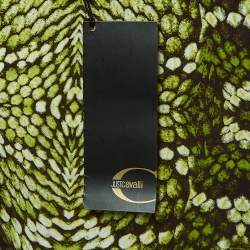 Just Cavalli Green Print Stretch Cotton One Shoulder Top M
