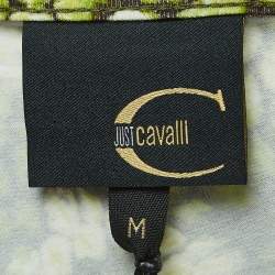 Just Cavalli Green Print Stretch Cotton One Shoulder Top M
