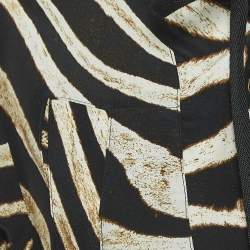 Pre Owned Just Cavalli Brown Animal Print Silk Lace Up Neck Mini Dress M