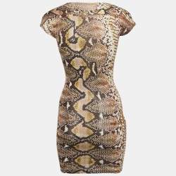 Pre Owned Just Cavalli Multicolor Snakeskin Print Knit Mini Dress XS