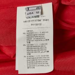 مملوكة مسبقًا Class by Roberto Cavalli Red Crepe and Satin Snake Embellished Panelled Midi Dress L