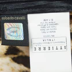 Pre Owned Just Cavalli Brown  Leopard Satin Print Flared Maxi Skirt L