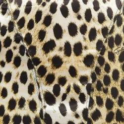 Pre Owned Just Cavalli Brown  Leopard Satin Print Flared Maxi Skirt L