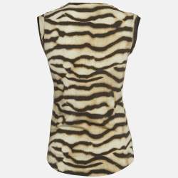 Just Cavalli Brown Animal Print Knit V-Neck Sleeveless Top S