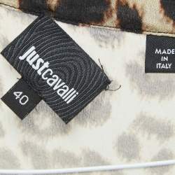 Pre Owned Just Cavalli Brown Leopard Print Silk Sheer Midi Dress S