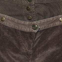 Just Cavalli Brown Checked & Velvet Cotton Paneled Capri Pants L