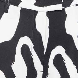 Just Cavalli Monochrome Printed Crepe Flared Trousers M