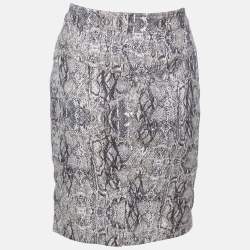 Just Cavalli Beige Animal Pattern Cotton Fitted Skirt S