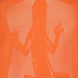 Pre Owned Just Cavalli Orange Eyelet Jersey Fitted Tank Top M