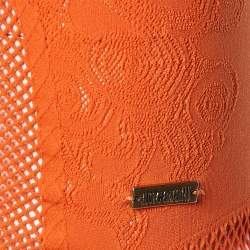 Pre Owned Just Cavalli Orange Eyelet Jersey Fitted Tank Top M