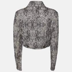 Pre Owned Just Cavalli Beige Animal Pattern Cotton Cropped Jacket M