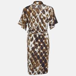 Pre Owned Just Cavalli Brown Printed Jersey Wrap Dress S