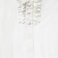 Pre Owned Just Cavalli White Silk Organza Ruffled Sheer Blouse L