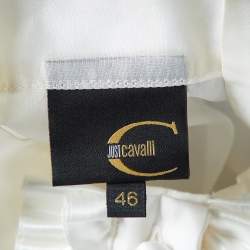 Pre Owned Just Cavalli White Silk Organza Ruffled Sheer Blouse L
