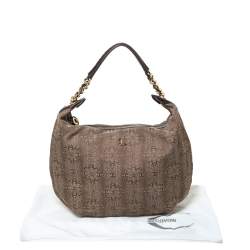 Just Cavalli Brown Signature Canvas Chain Hobo