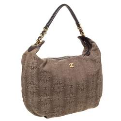 Just Cavalli Brown Signature Canvas Chain Hobo