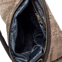 Just Cavalli Brown Signature Canvas Chain Hobo