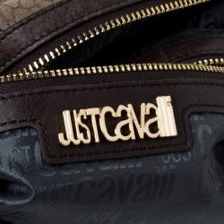 Just Cavalli Brown Signature Canvas Chain Hobo