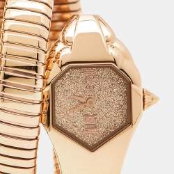 Just Cavalli Glittered Champagne Rose Gold Plated Stainless Steel Glam Chic JC1L115M0035 Women's Wristwatch 22 mm