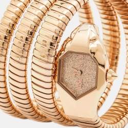 Just Cavalli Glittered Champagne Rose Gold Plated Stainless Steel Glam Chic JC1L115M0035 Women's Wristwatch 22 mm
