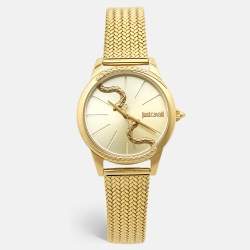 مملوكة مسبقًا Just Cavalli 1L029 Champagne Dial Gold Tone Stainless Steel Women's Wristwatch 34 mm