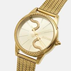 Pre Owned Just Cavalli 1L029 Champagne Dial Gold Tone Stainless Steel Women's Wristwatch 34 mm
