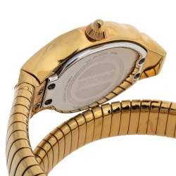 Pre Owned Just Cavalli Mother Of Pearl Yellow Gold Plated Stainless Steel Stylized Snake JC1L001M0025 Women's Wristwatch 22 mm